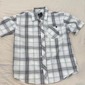 O'Neill Men's Black and Gray Plaid Button Down Shirt